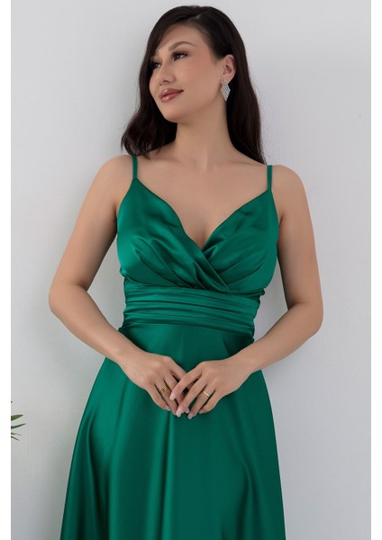 Saten Askılı Elbise 13384