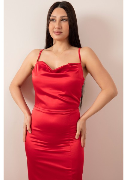 Saten Askılı Kalem Elbise 13387 fiyatları