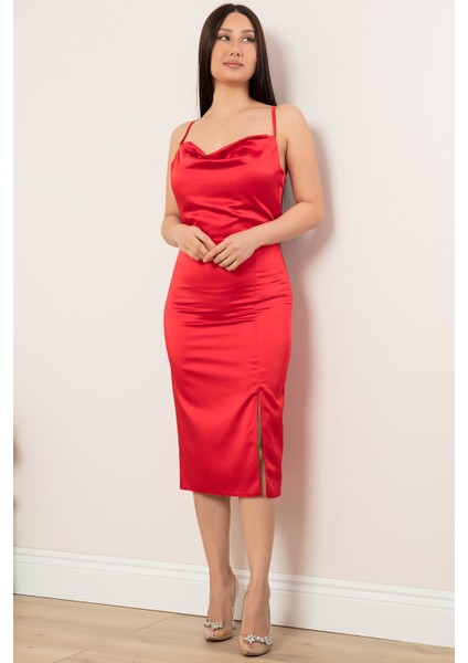 Saten Askılı Kalem Elbise 13387 indirimleri