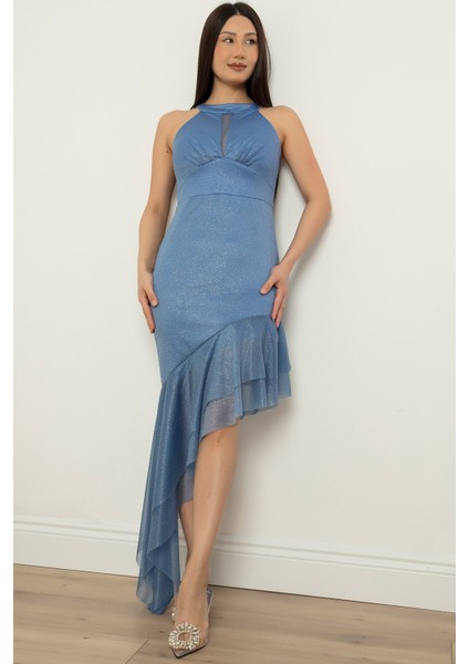 C Yaka Simli Etek Ucu Detaylı Elbise 13423 modelleri