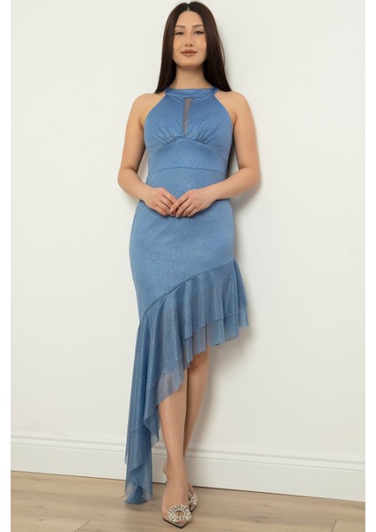 C Yaka Simli Etek Ucu Detaylı Elbise 13423 fırsatları