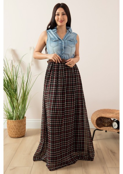 Olga 3993 Üstü Kot Altı Tül Uzun Elbise