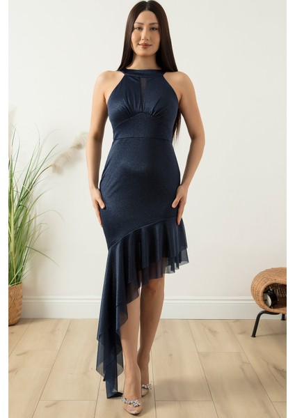 C Yaka Simli Etek Ucu Detaylı Elbise 13423 modelleri