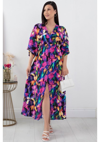 Yırtmaçlı Kruvaze Elbise 936-2966