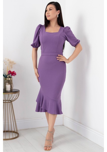 Karpuz Kol Etek Ucu Volanlı Kısa Elbise 13422 indirimleri