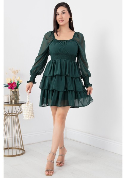 Kat Kat Volanlı Şifon Elbise 793-2831