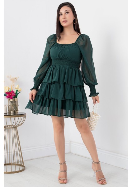 Kat Kat Volanlı Şifon Elbise 793-2831 modelleri