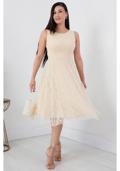 Sıfır Kol Yuvarlak Yaka Elbise 13403