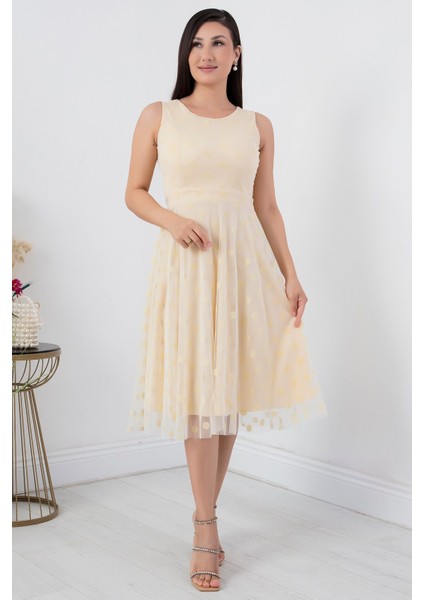 Sıfır Kol Yuvarlak Yaka Elbise 13403 modelleri