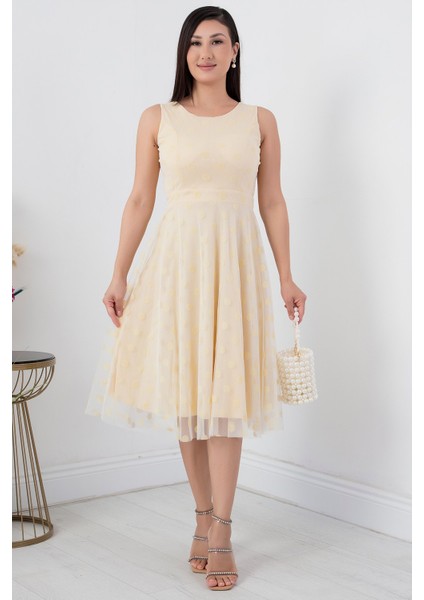 Sıfır Kol Yuvarlak Yaka Elbise 13403 fırsatları