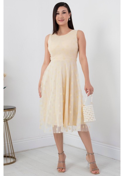 Sıfır Kol Yuvarlak Yaka Elbise 13403 indirimleri