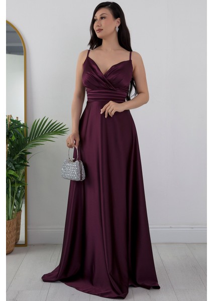 Saten Askılı Elbise 13384