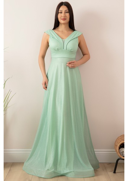 Simli Tül Uzun Abiye Elbise 13280 indirimleri