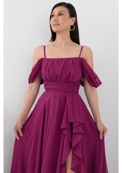 Eteği Fırfırlı Askılı Şifon Elbise 1380 fiyatları