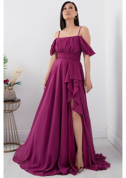 Eteği Fırfırlı Askılı Şifon Elbise 1380 fırsatları