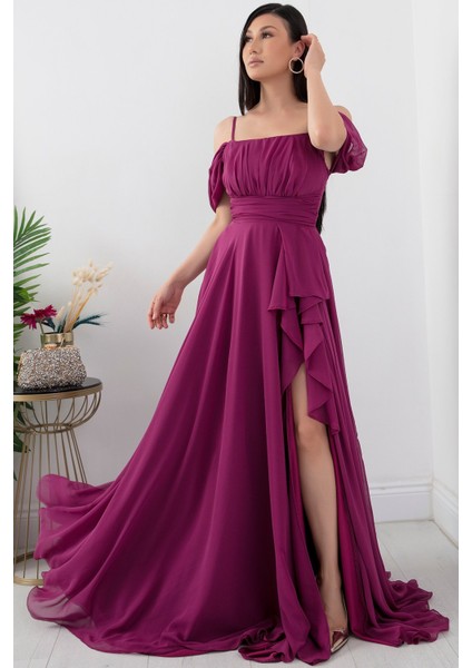 Eteği Fırfırlı Askılı Şifon Elbise 1380 indirimleri