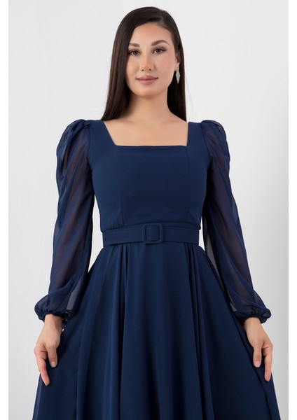 Kare Yaka Şifon Elbise DNS1302 fiyatları