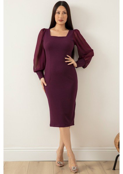 Kolları Şifon Elbise 13389 indirimleri