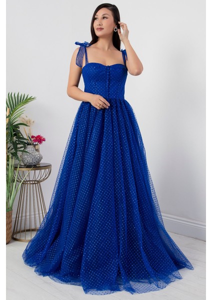 Askılı Simli Tül Elbise ECR5331