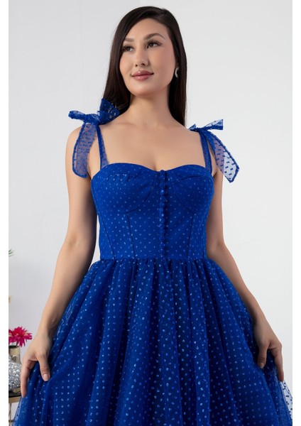 Askılı Simli Tül Elbise ECR5331 fiyatları