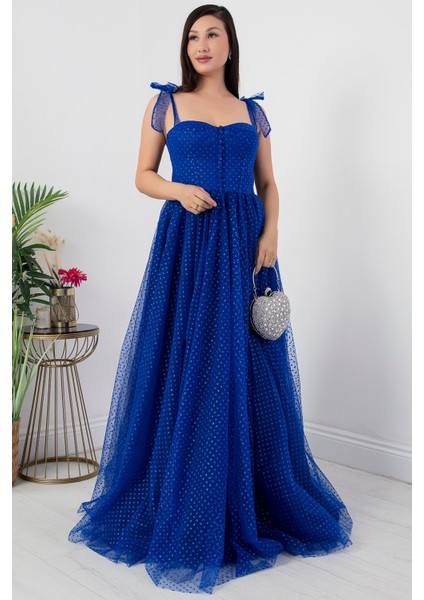 Askılı Simli Tül Elbise ECR5331 modelleri