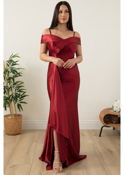 Askılı Pileli Saten Elbise 39423 indirimleri