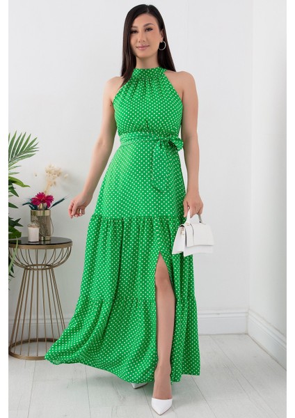 Puantiye Halter Yaka Elbise NY4233