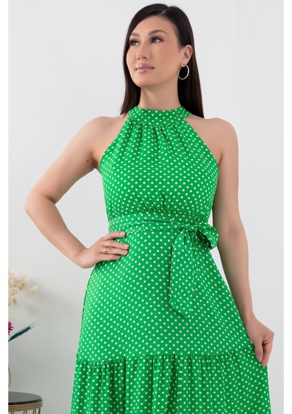 Puantiye Halter Yaka Elbise NY4233 fiyatları