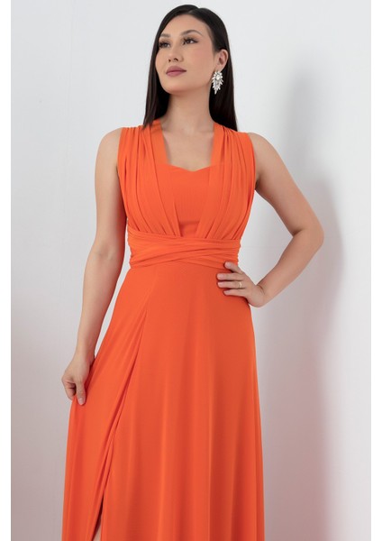 Straplez Boyundan Bağlamalı Tül Elbise 13426 fiyatları