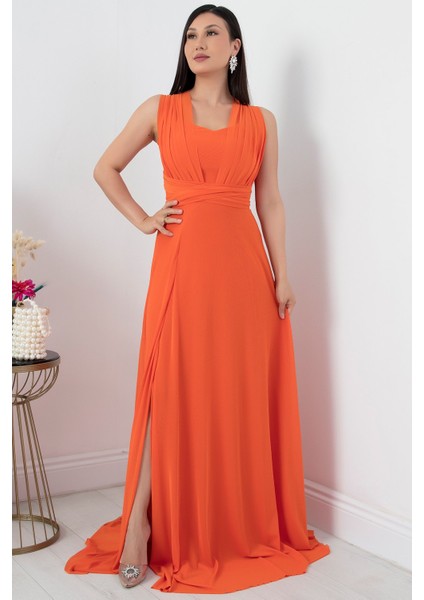 Straplez Boyundan Bağlamalı Tül Elbise 13426 fırsatları