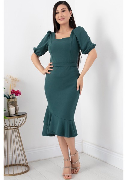 Karpuz Kol Etek Ucu Volanlı Kısa Elbise 13422 indirimleri