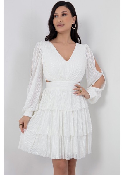 Sırtı Ip Detay Kat Kat Pulpayet Elbise DNS1478 fiyatları