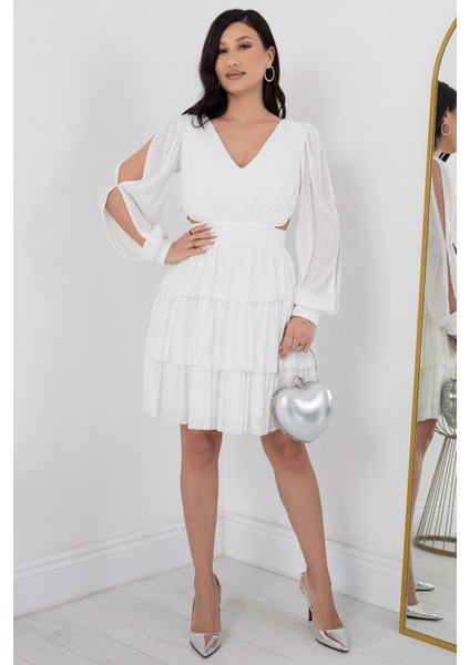 Sırtı Ip Detay Kat Kat Pulpayet Elbise DNS1478 modelleri