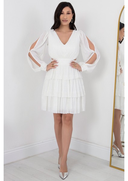 Sırtı Ip Detay Kat Kat Pulpayet Elbise DNS1478 fırsatları