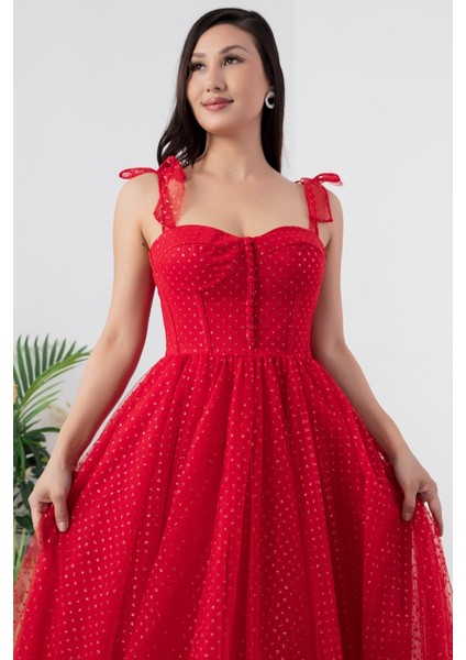 Askılı Simli Tül Elbise ECR5331 fiyatları