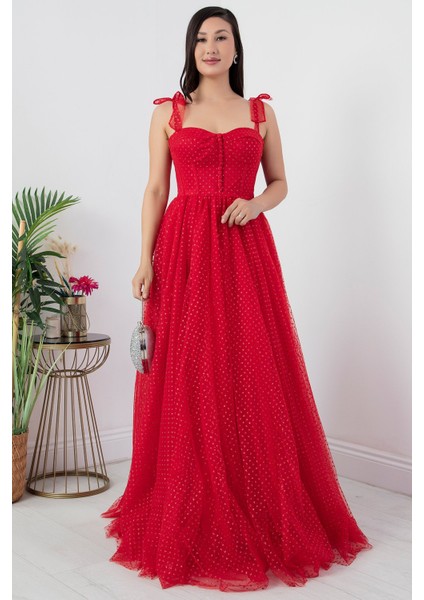 Askılı Simli Tül Elbise ECR5331 modelleri