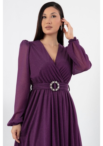 Kruze Yaka Simli Tül Elbise GRS3590 fiyatları