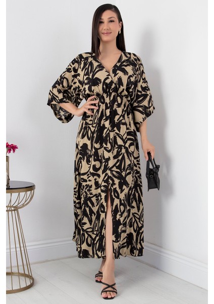 Kruvaze Yaka Viskon Elbise VRN7625