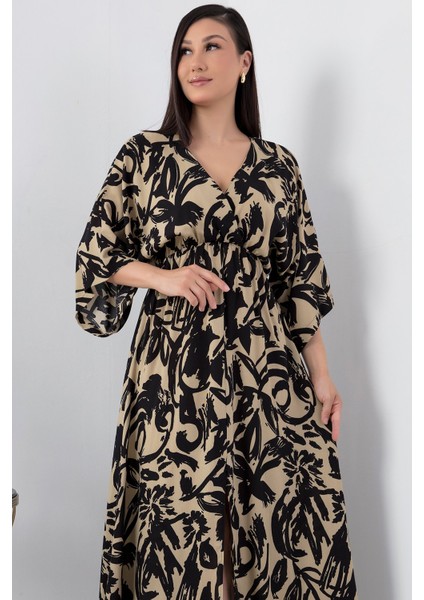 Kruvaze Yaka Viskon Elbise VRN7625 fiyatları