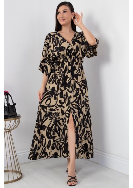 Kruvaze Yaka Viskon Elbise VRN7625 modelleri