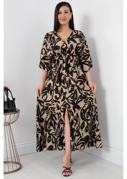 Kruvaze Yaka Viskon Elbise VRN7625 fırsatları