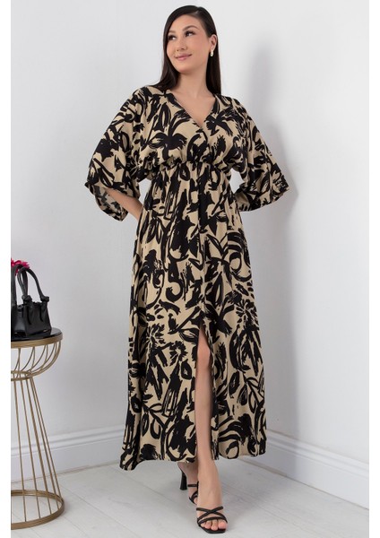 Kruvaze Yaka Viskon Elbise VRN7625 indirimleri