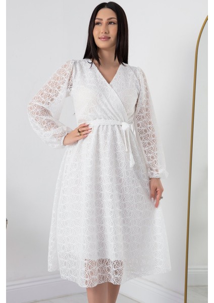 Simli Dantel Kruvaze Elbise 2024-2061 fiyatları