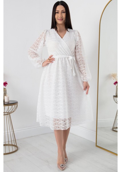 Simli Dantel Kruvaze Elbise 2024-2061 fırsatları