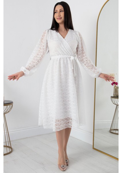 Simli Dantel Kruvaze Elbise 2024-2061 indirimleri