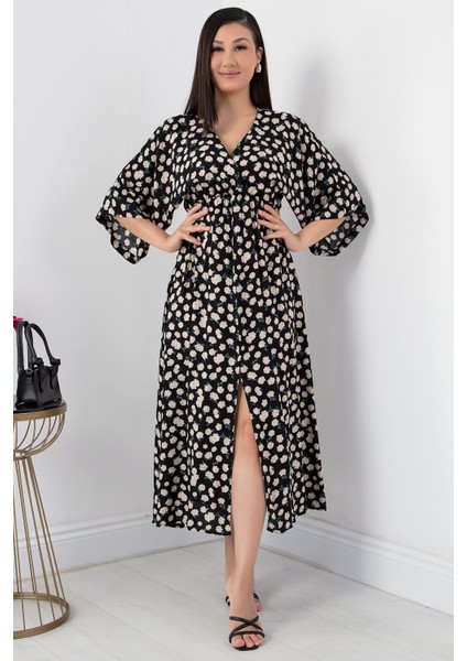 Kruvaze Yaka Viskon Elbise VRN7625