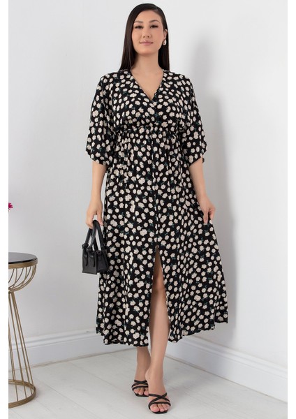 Kruvaze Yaka Viskon Elbise VRN7625 modelleri