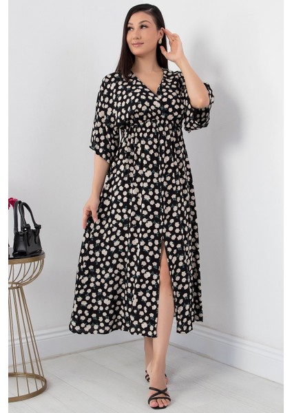 Kruvaze Yaka Viskon Elbise VRN7625 fırsatları