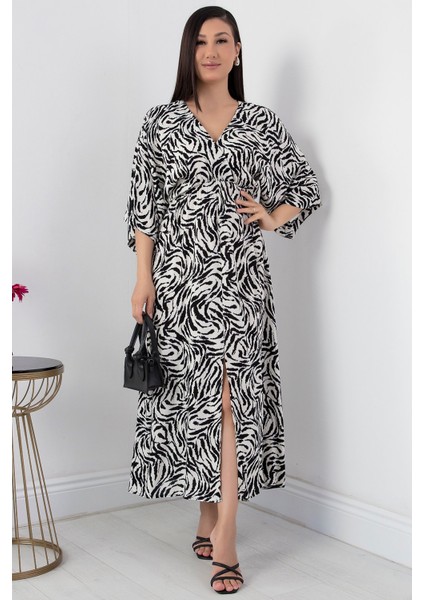 Kruvaze Yaka Viskon Elbise VRN7625 modelleri