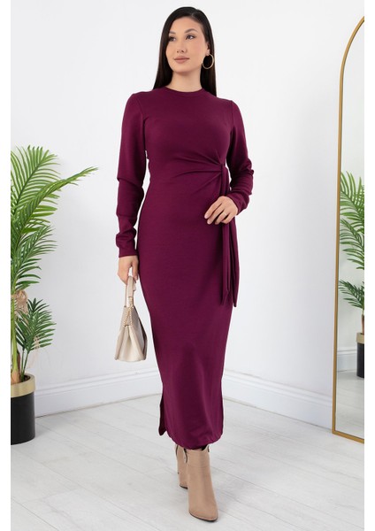 Yandan Bağlamalı Yırtmaçlı Model Elbise DKS1136